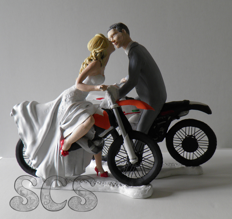 Dirt Bike Groom Wedding Cake Topper