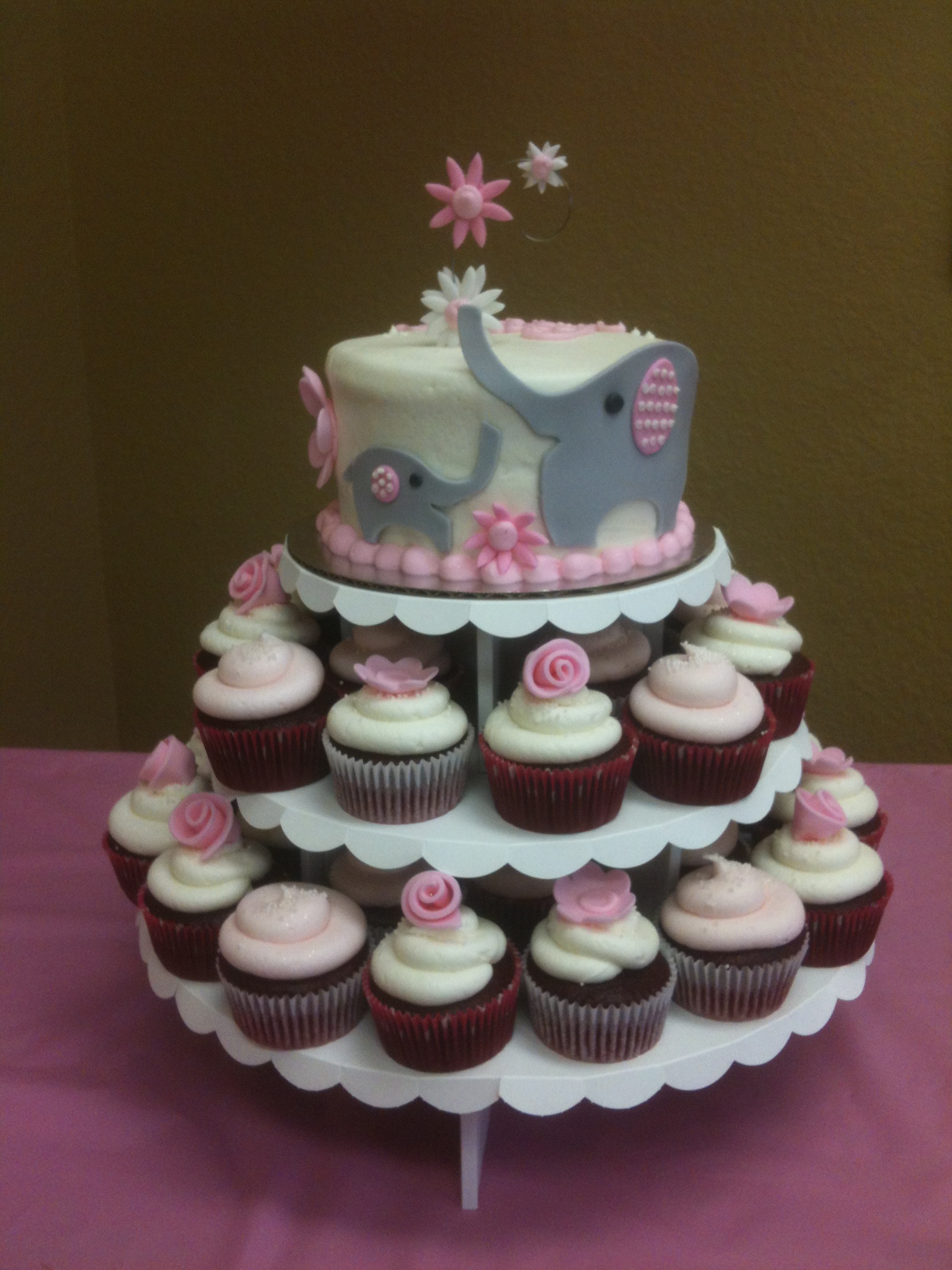 Elephant Baby Shower Cupcake Cake for Girl Elephant Baby Shower Cupcake Cake for Girl