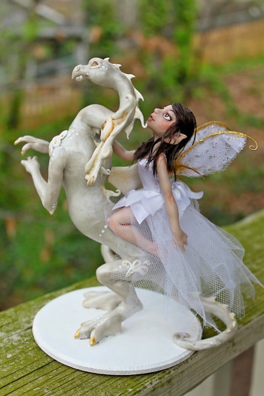 Fairy and Dragon Wedding Cake Toppers