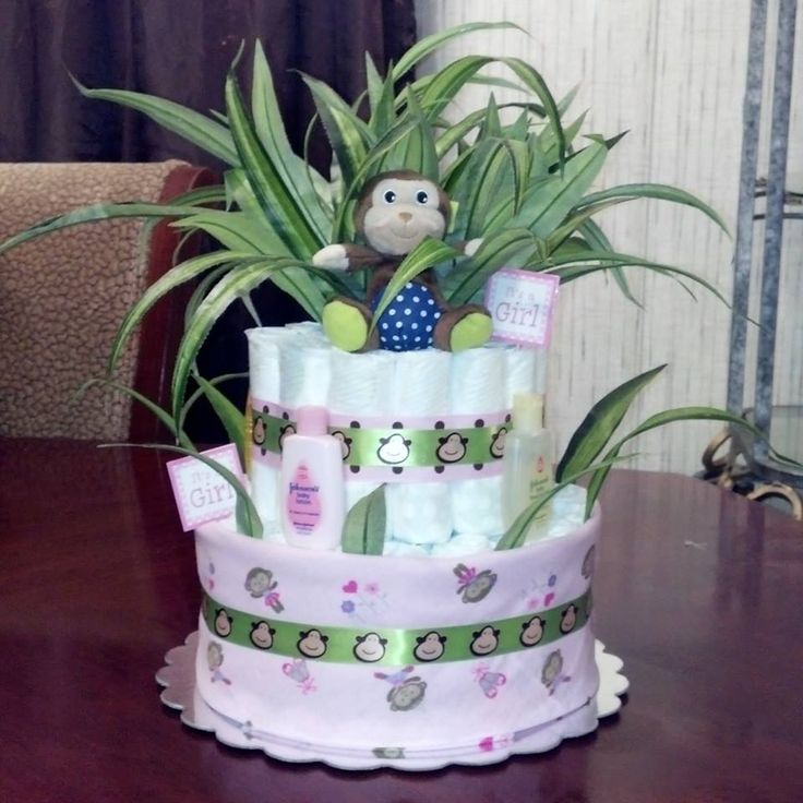 Girl Monkey Theme Diaper Cake