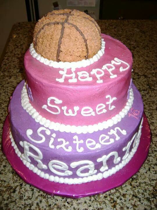 Girl Sweet 16 Basketball Cake