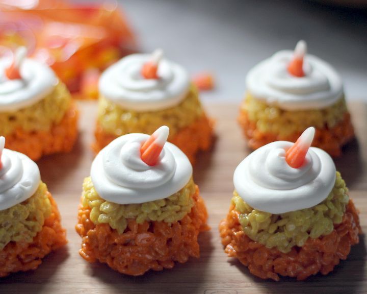 Halloween Candy Corn Rice Krispie Treats