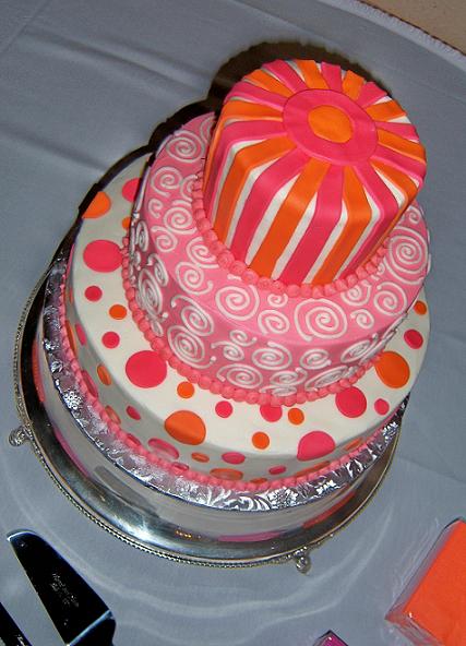 Hot Pink and Orange Wedding Cake