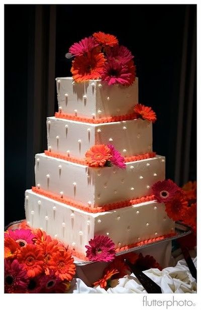 Hot Pink and Orange Wedding Cake