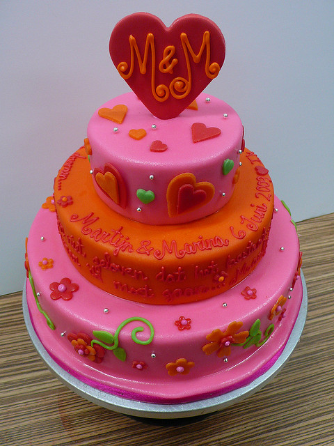 Hot Pink and Orange Wedding Cake Hot Pink and Orange Wedding Cake