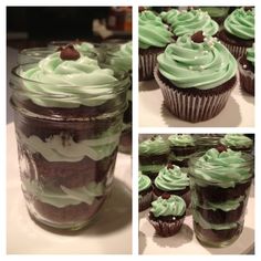 Mint Chocolate Chip Cupcakes in a Jar Mint Chocolate Chip Cupcakes in a Jar