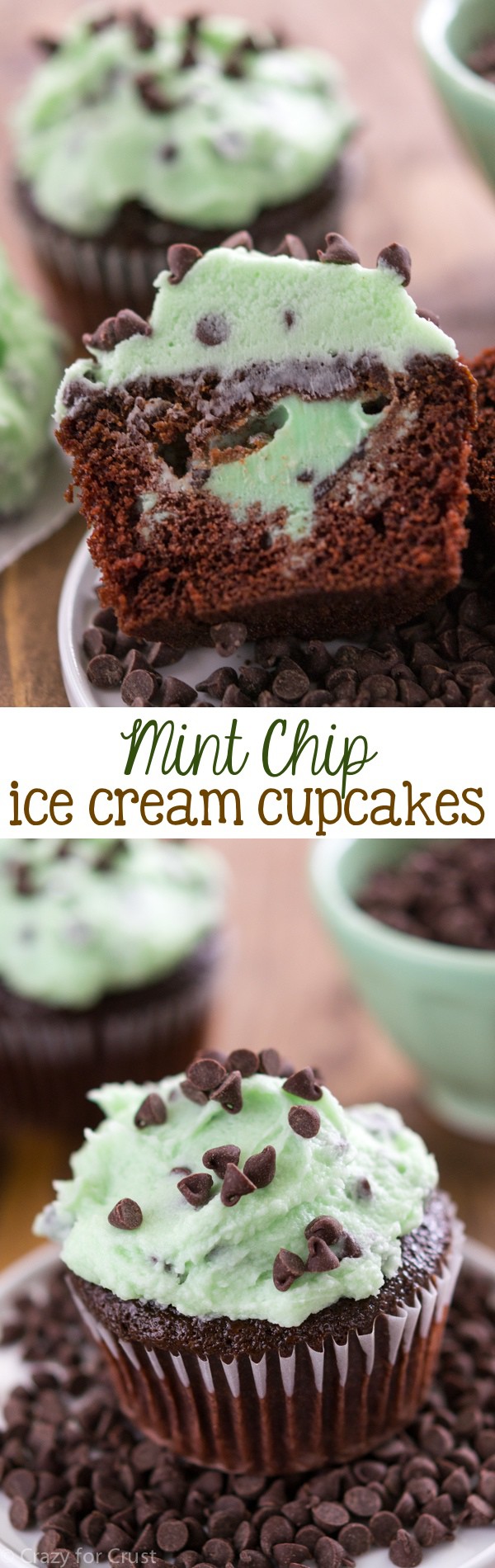 Mint Chocolate Chip Ice Cream Cupcakes