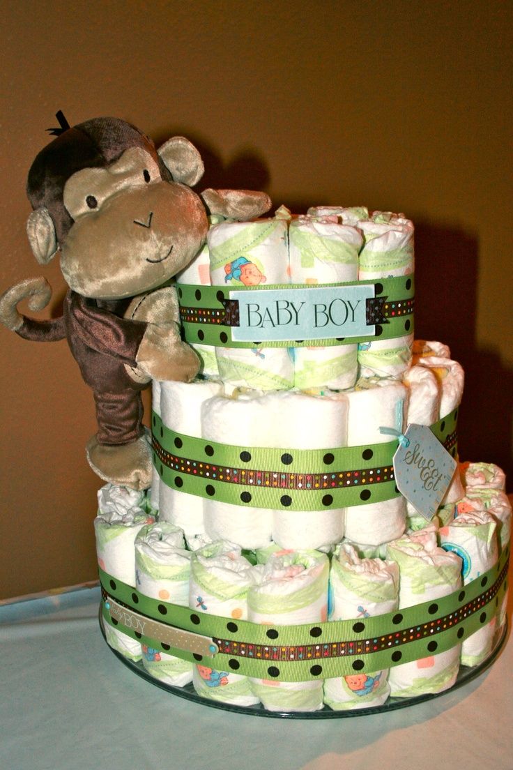 Monkey Boy Baby Shower Diaper Cake