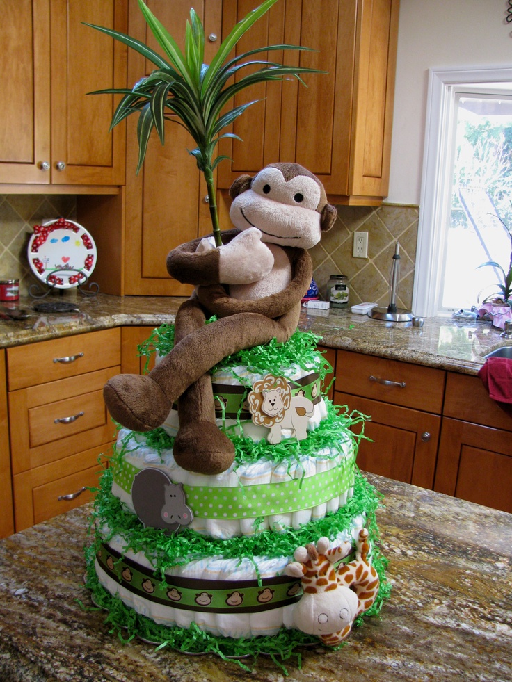 Monkey Theme Baby Shower Diaper Cake