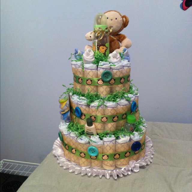 Monkey Themed Diaper Cake