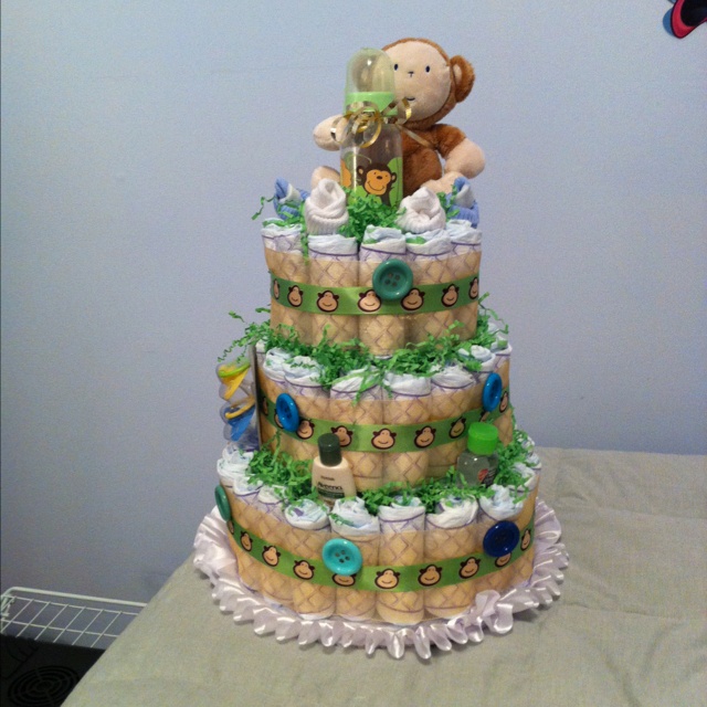 Monkey Themed Diaper Cake Monkey Themed Diaper Cake