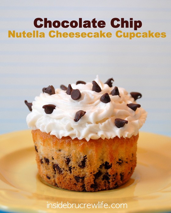 Nutella Chocolate Chip Cheesecake Cupcakes