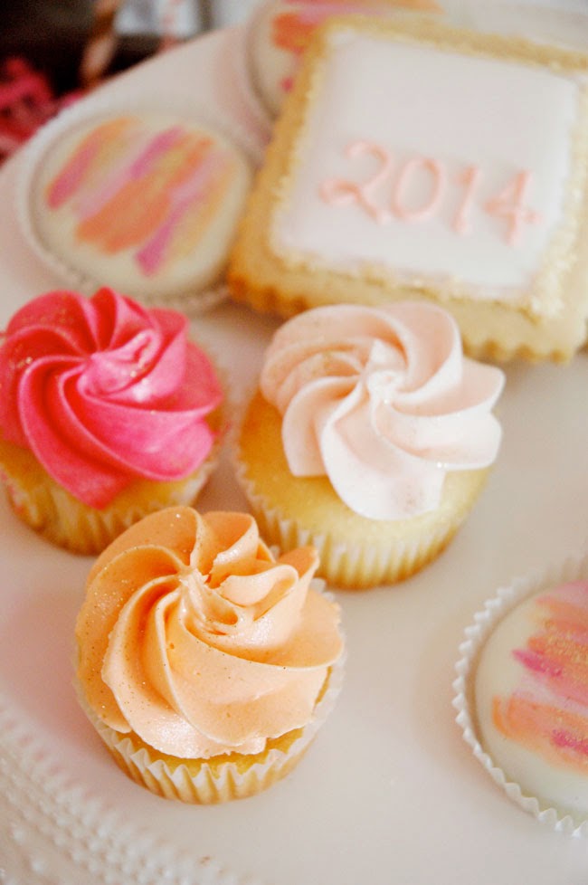Orange Pink and Gold Cupcakes