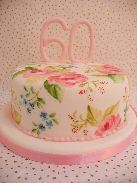Painted 60th Birthday Cake