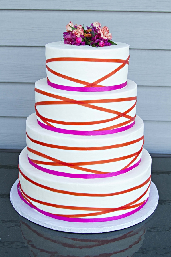 Pink and Orange Wedding Cake