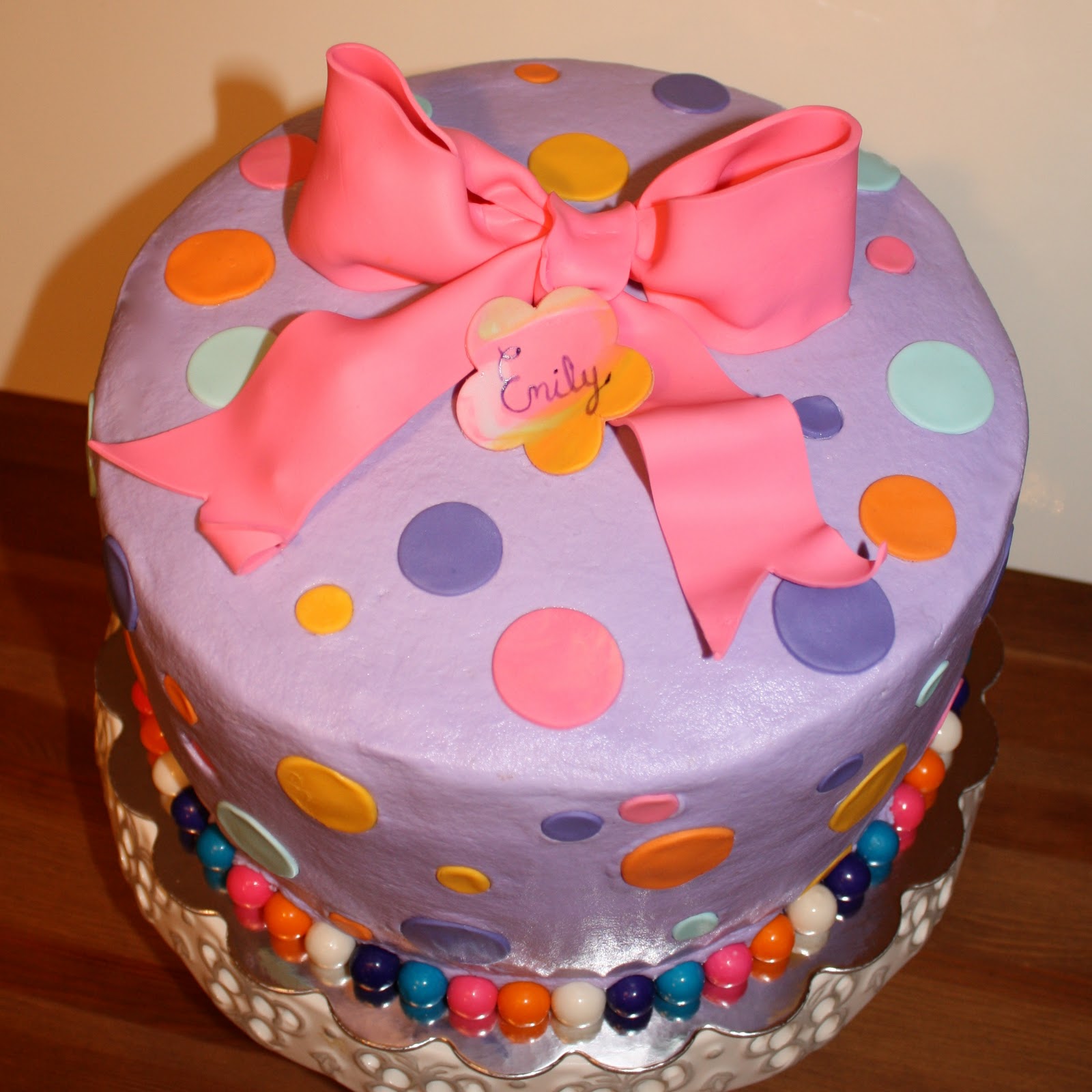 Pink and Purple Happy Birthday Cake