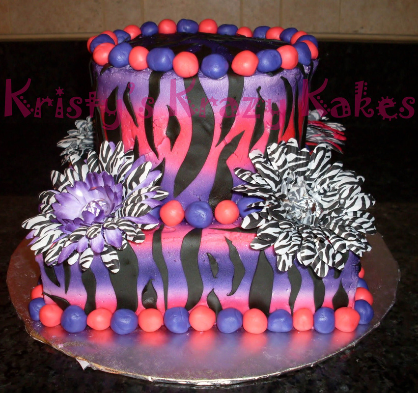 Pink and Purple Zebra Striped Cake