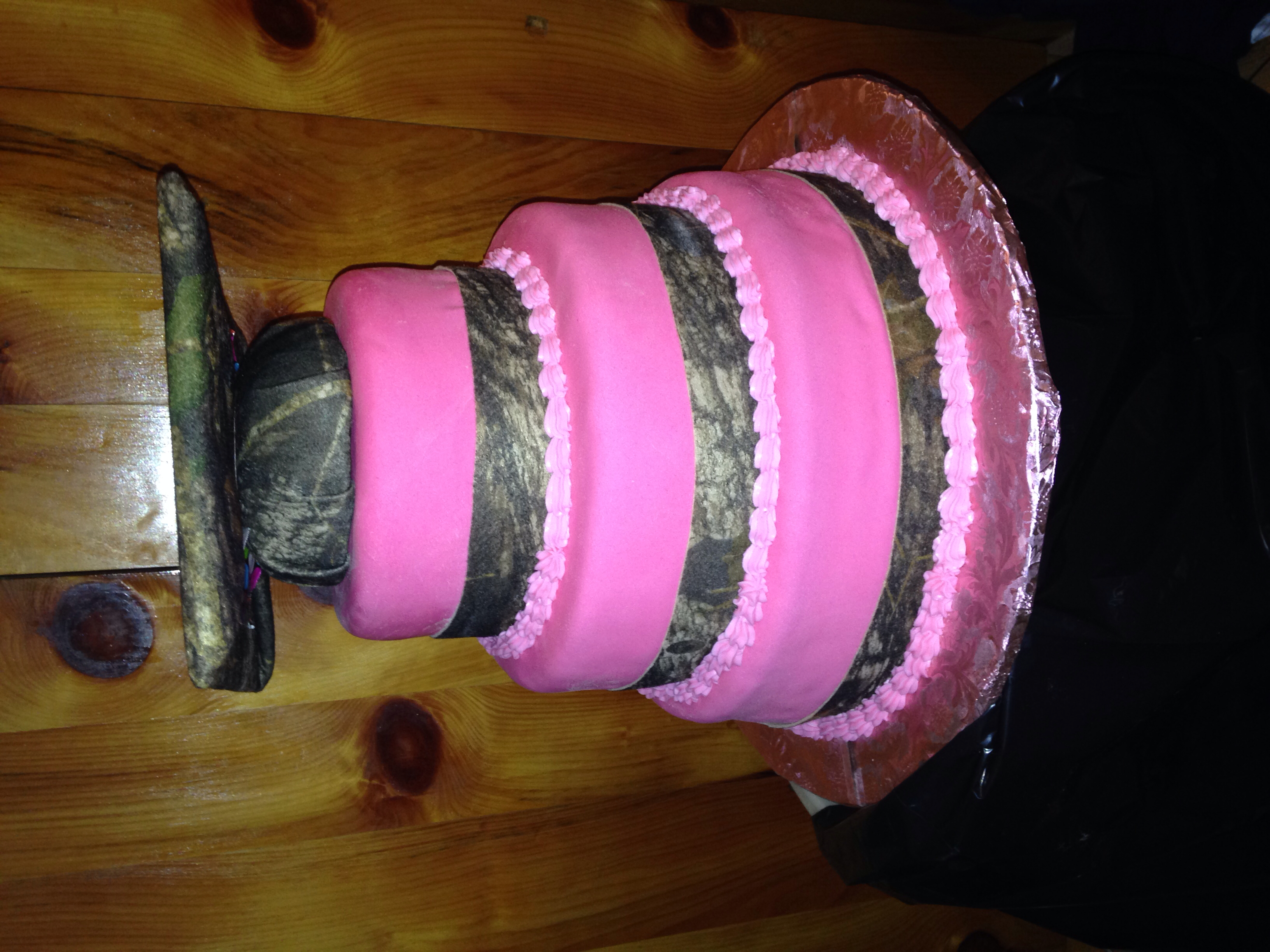 Pink Camo Graduation Cake