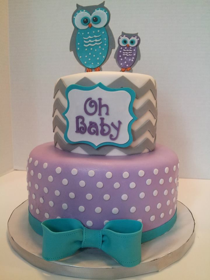 Purple and Grey Baby Shower Cake