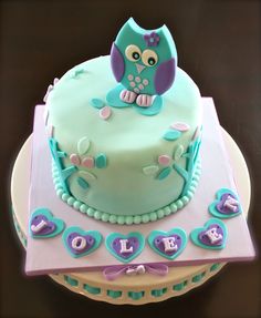Purple and Teal Baby Shower Cake