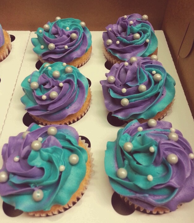 Purple and Teal Baby Shower Cupcakes