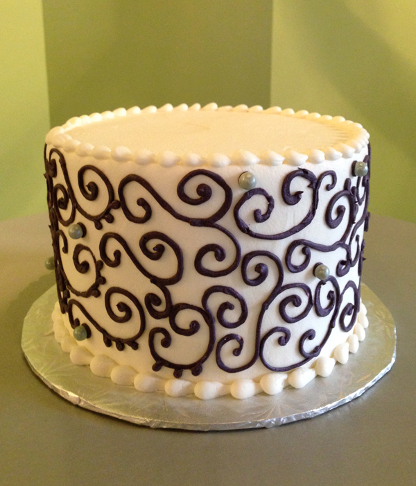Purple Wedding Cakes with Scroll Designs