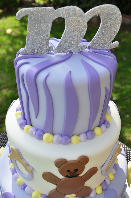 Purple Zebra Baby Shower Cake