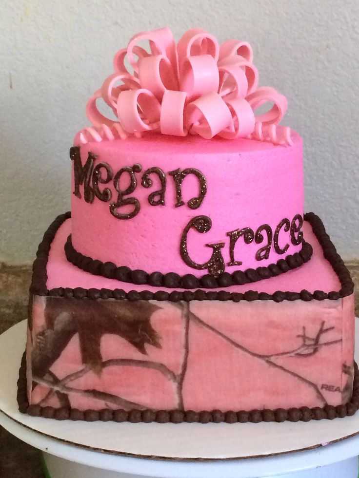 Realtree Pink Camo Baby Shower Cake