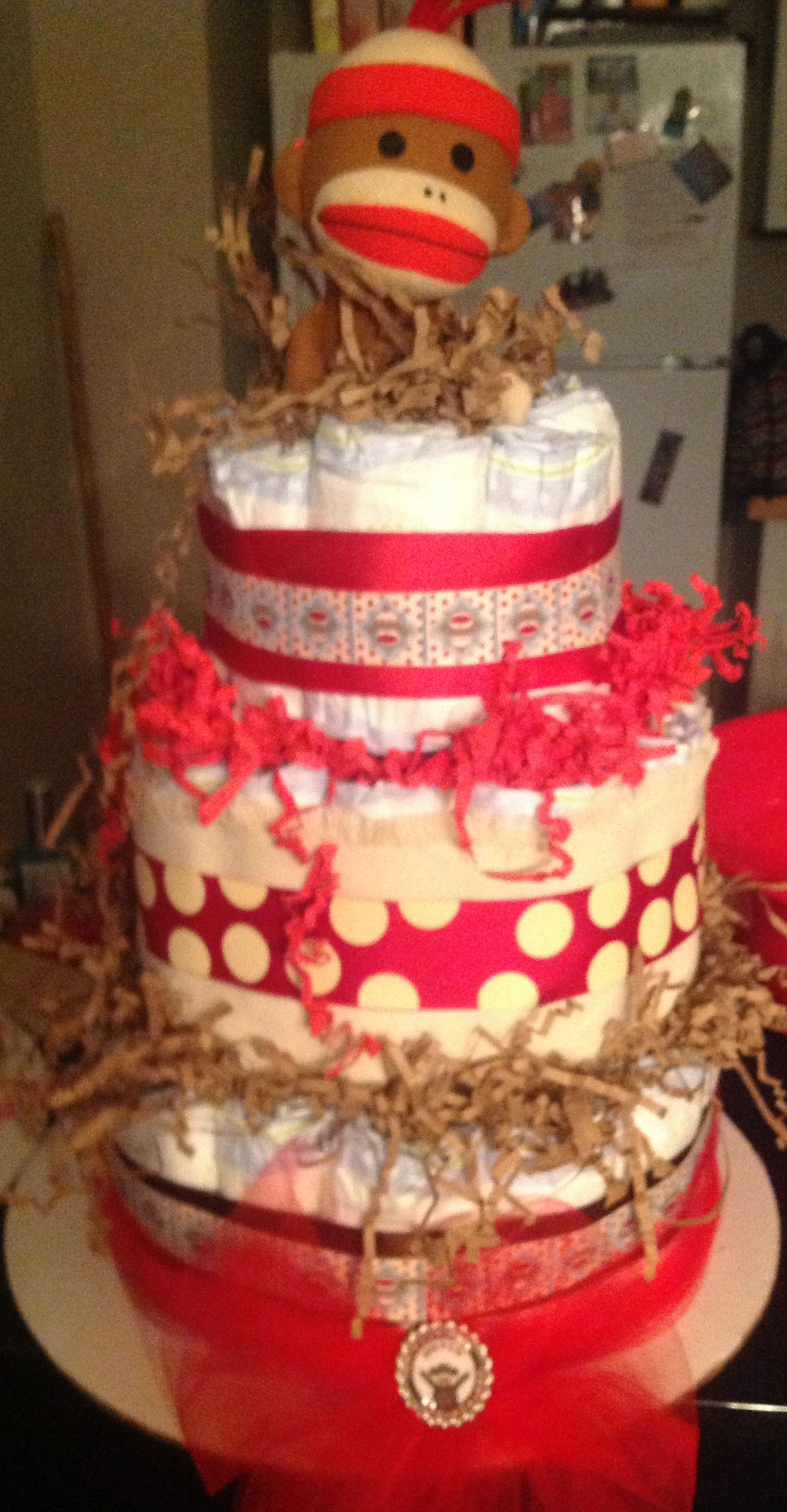 Sock Monkey Diaper Cake