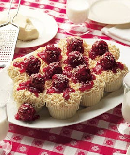 Spaghetti and Meatball Cupcakes