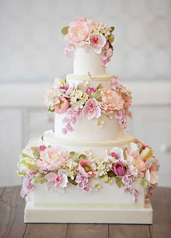 Spring Flowers Wedding Cake