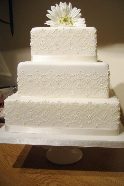 Square Wedding Cakes with Lace