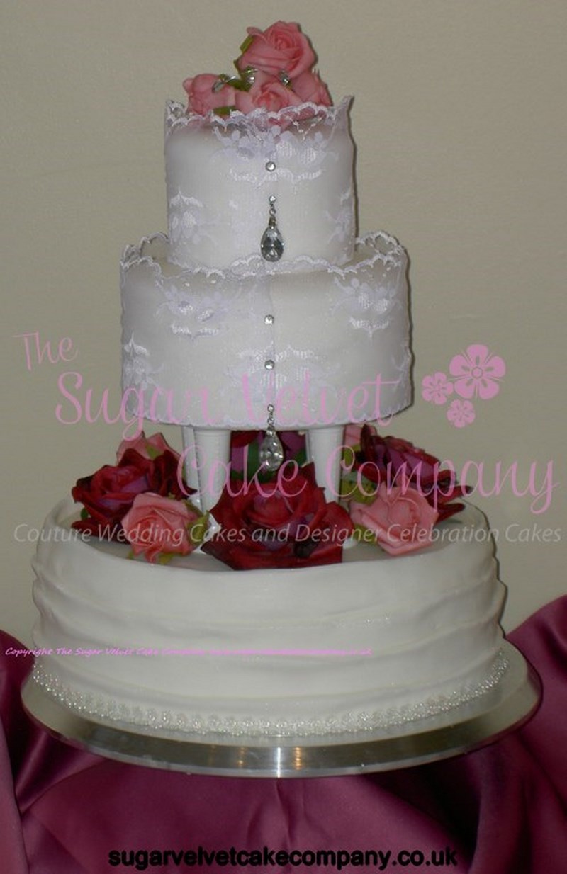 Three Tier Wedding Cake with Roses