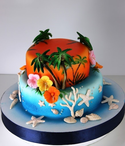 Tropical Beach Birthday Cake