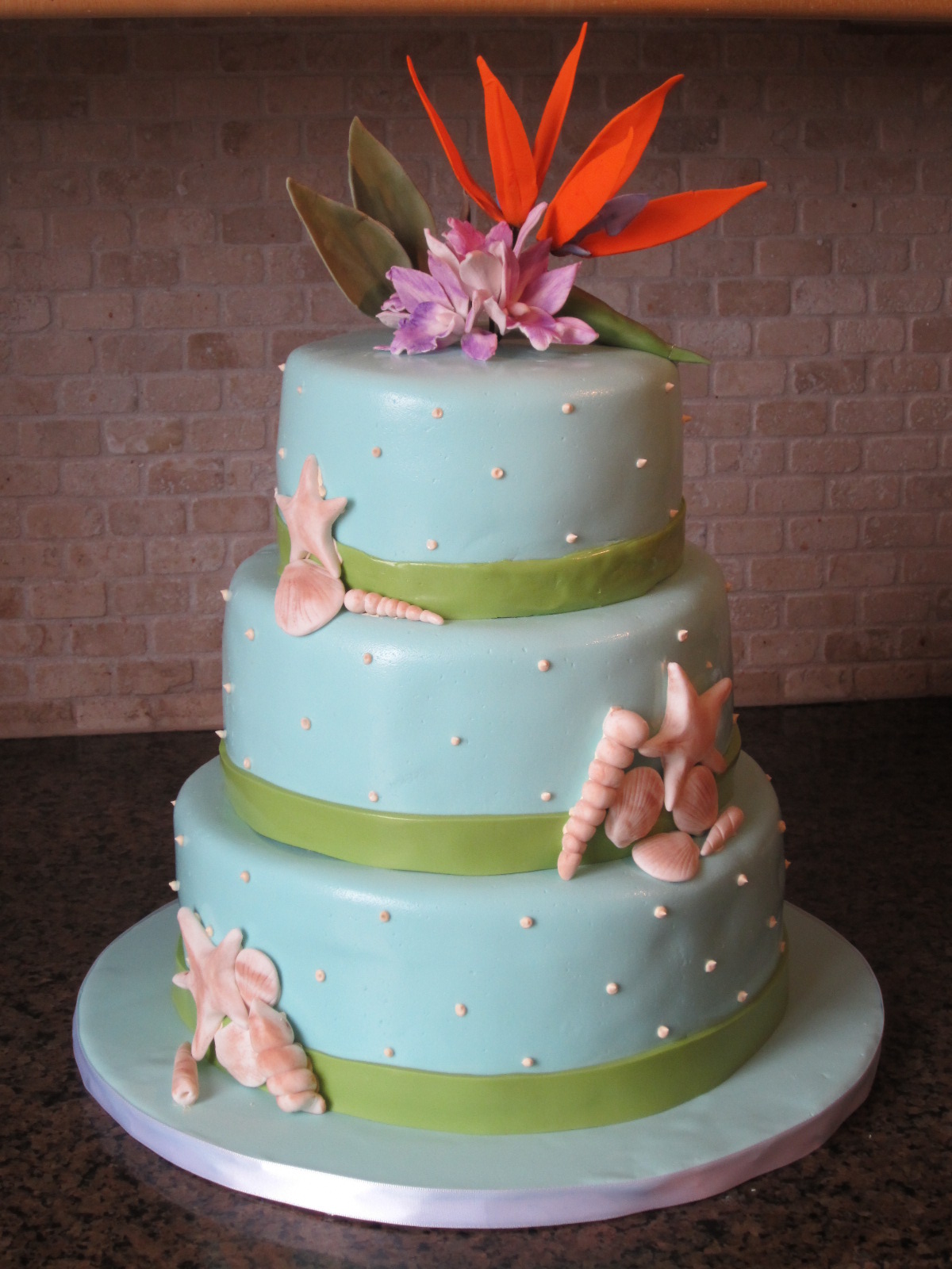 Tropical Beach Theme Wedding Cake