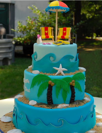 10 Photos of Tropical Beach Themed Cakes