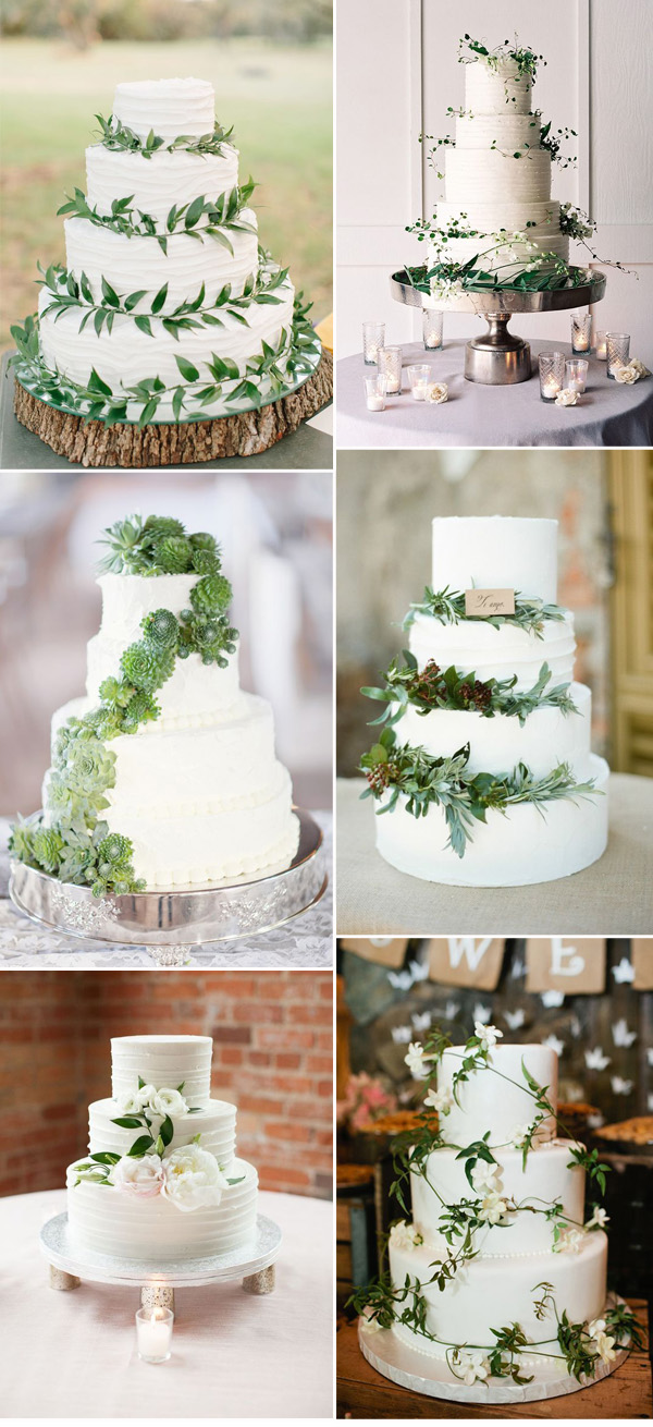 Wedding Cake White with Greenery