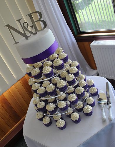 White and Purple Wedding Cupcakes