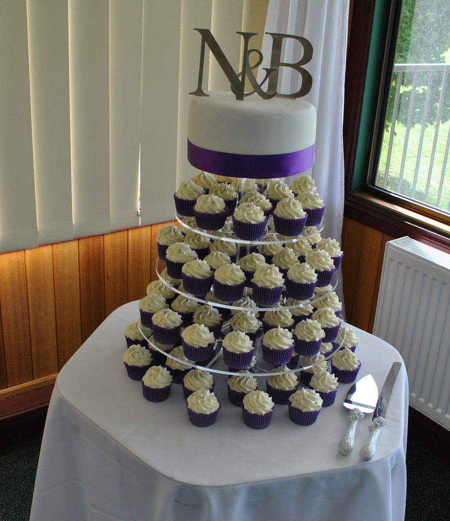 White and Purple Wedding Cupcakes