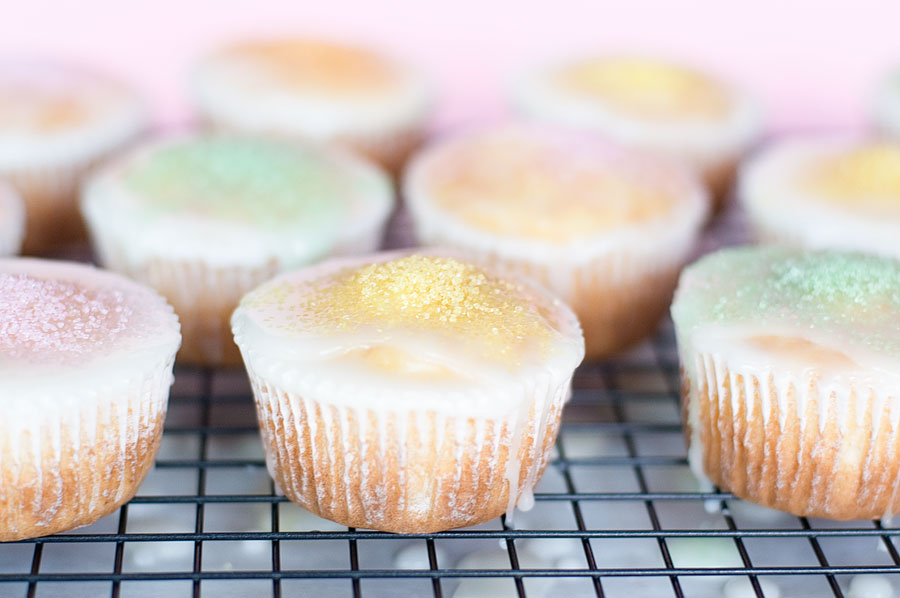 White Chocolate Cupcakes with Sprinkles