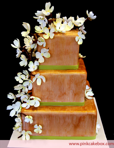 Wood Grain Wedding Cake Square