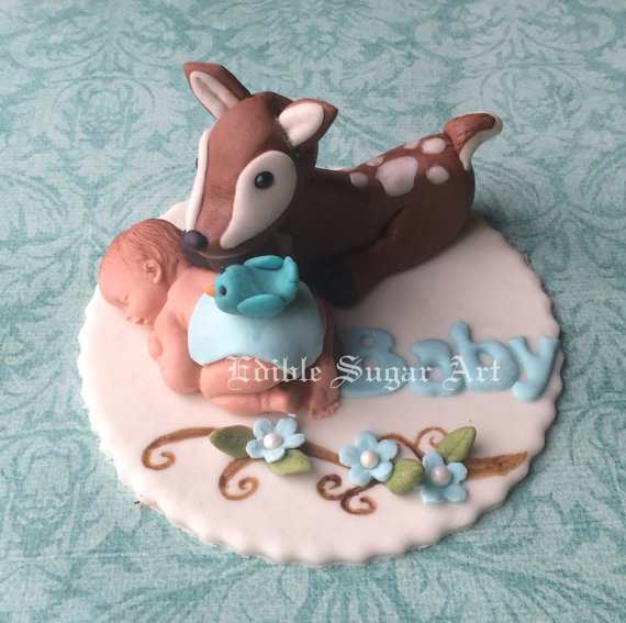 Woodland Deer Baby Shower Cake