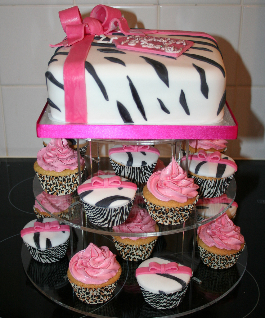 Zebra Print Cake and Cupcakes