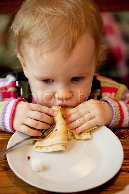 Baby Eating Pancakes