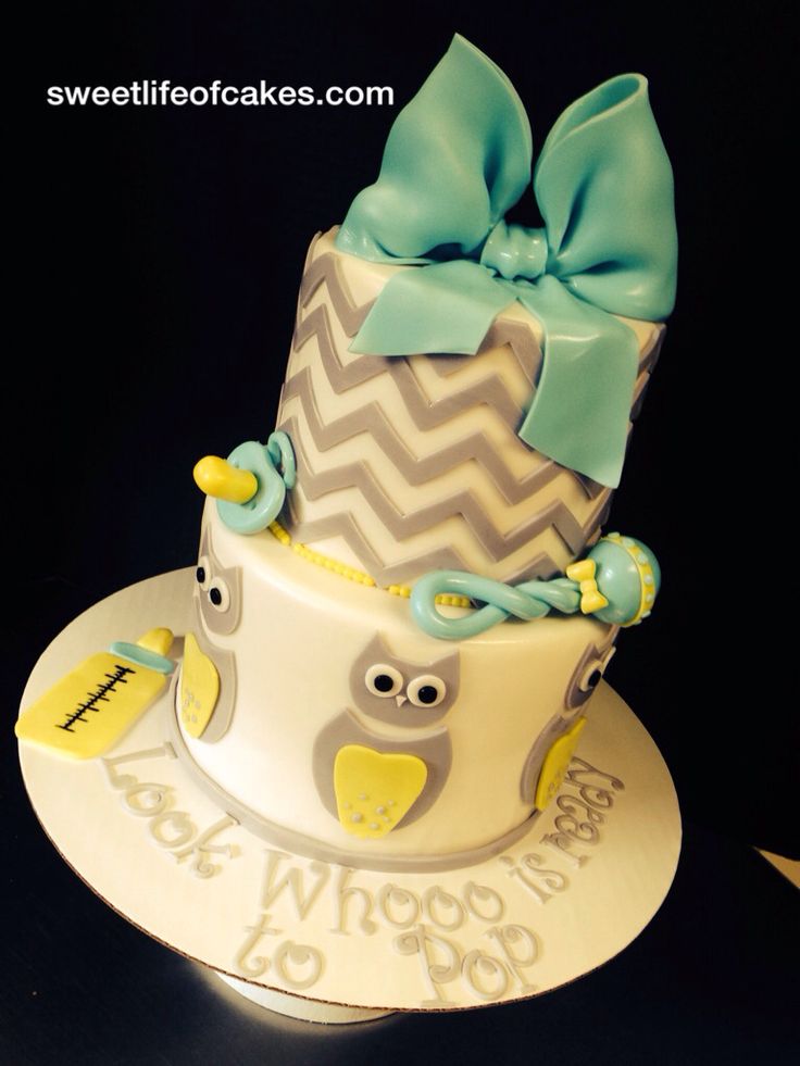 Baby Shower Cake with Owl Baby Shower Cake with Owl