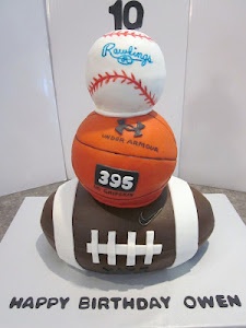 Baseball Basketball and Football Cake