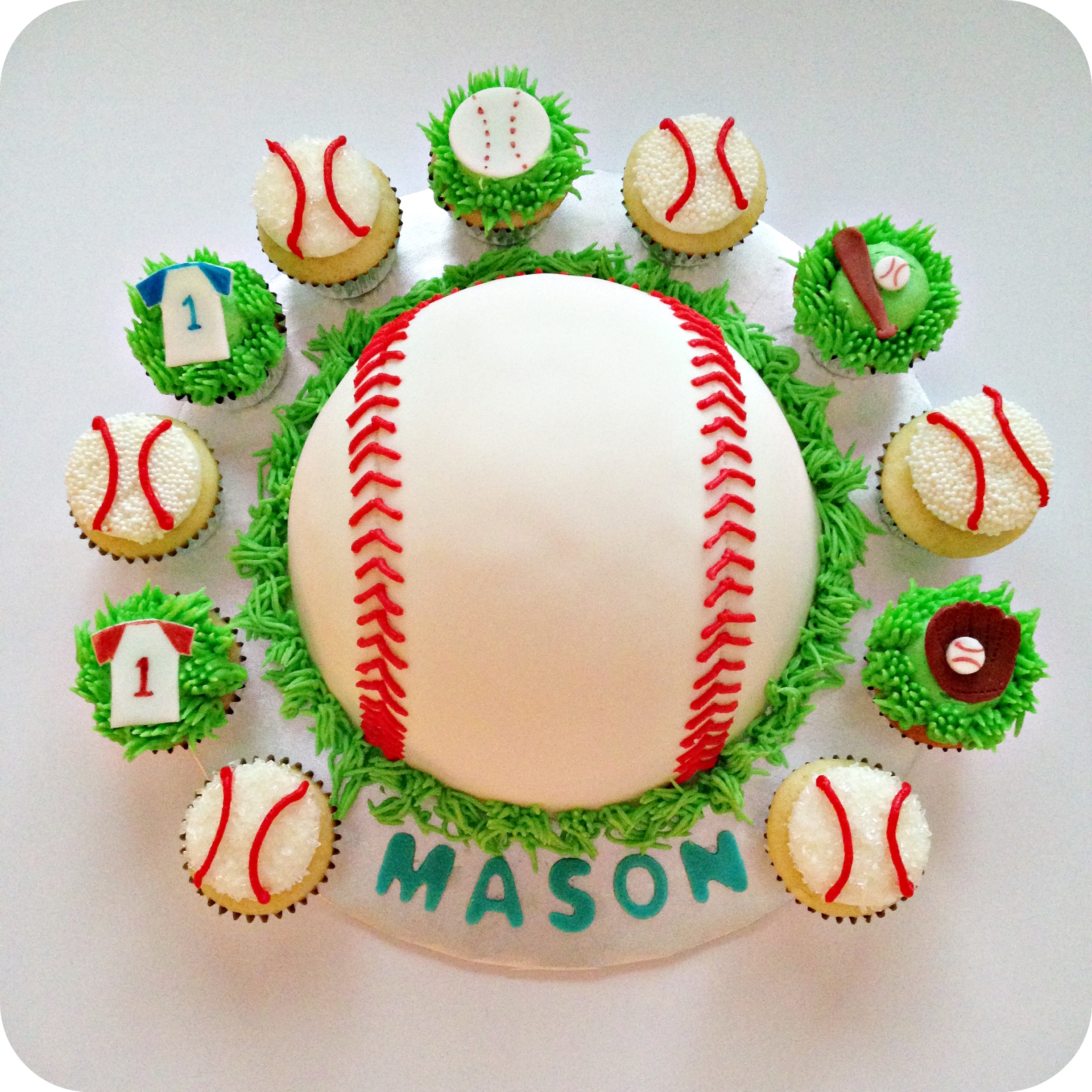 Baseball Cupcake Birthday Cake