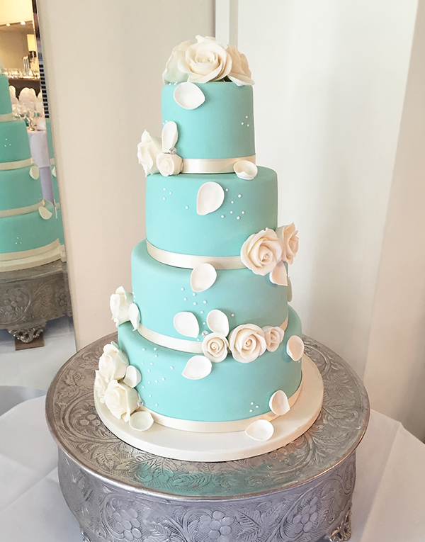 Blue and Ivory Wedding Cake