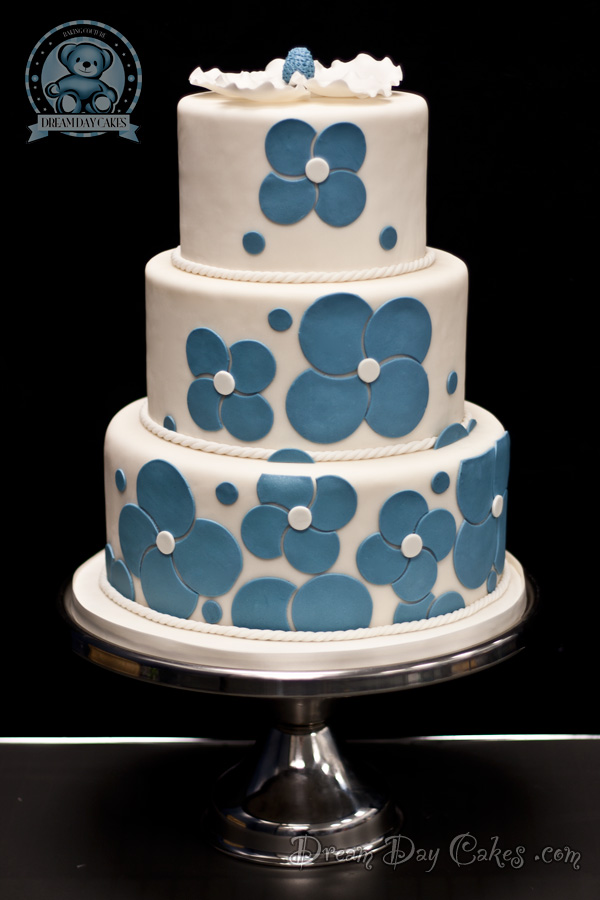 Blue and White Wedding Cake