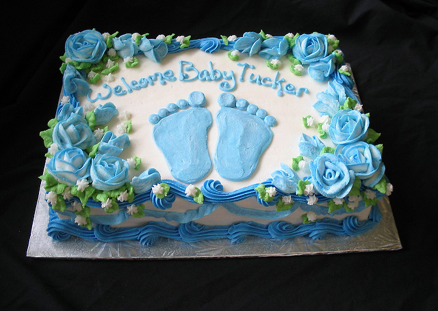Blue Baby Shower Sheet Cake